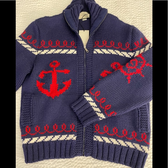 Gucci Blue Knitted Wool Bomber Sweater Size L - Picture 6 of 12